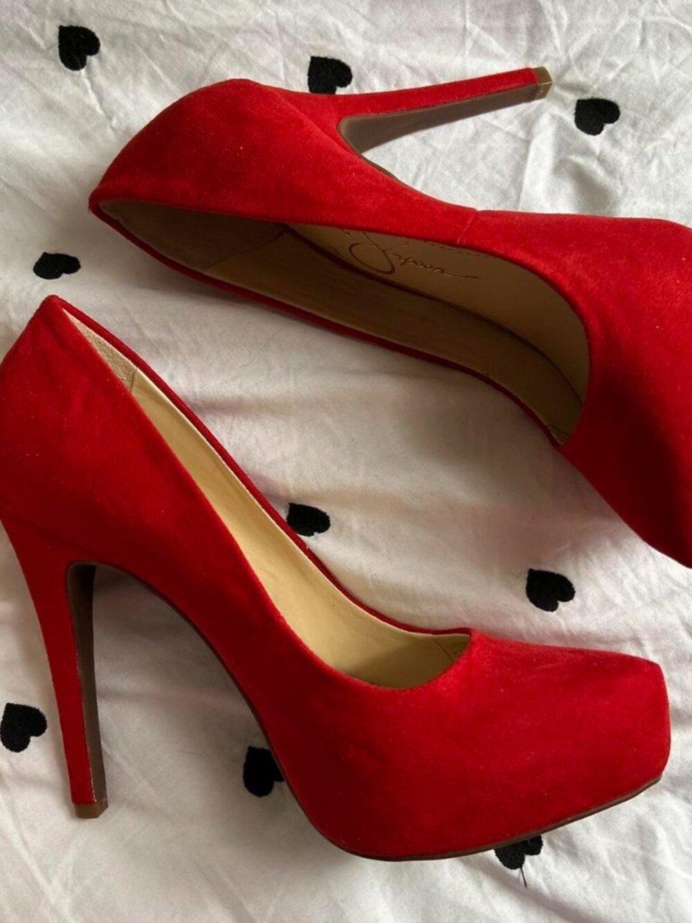 Jessica Simpson Bright Red Suede Parisah Pumps sz 6.5